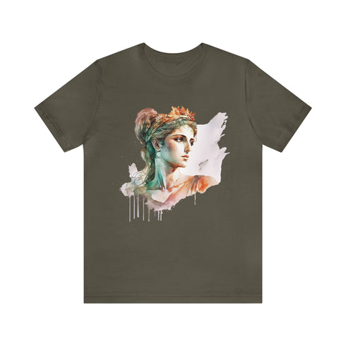 Greecian Goddess in Watercolor - Short Sleeve Tee Army